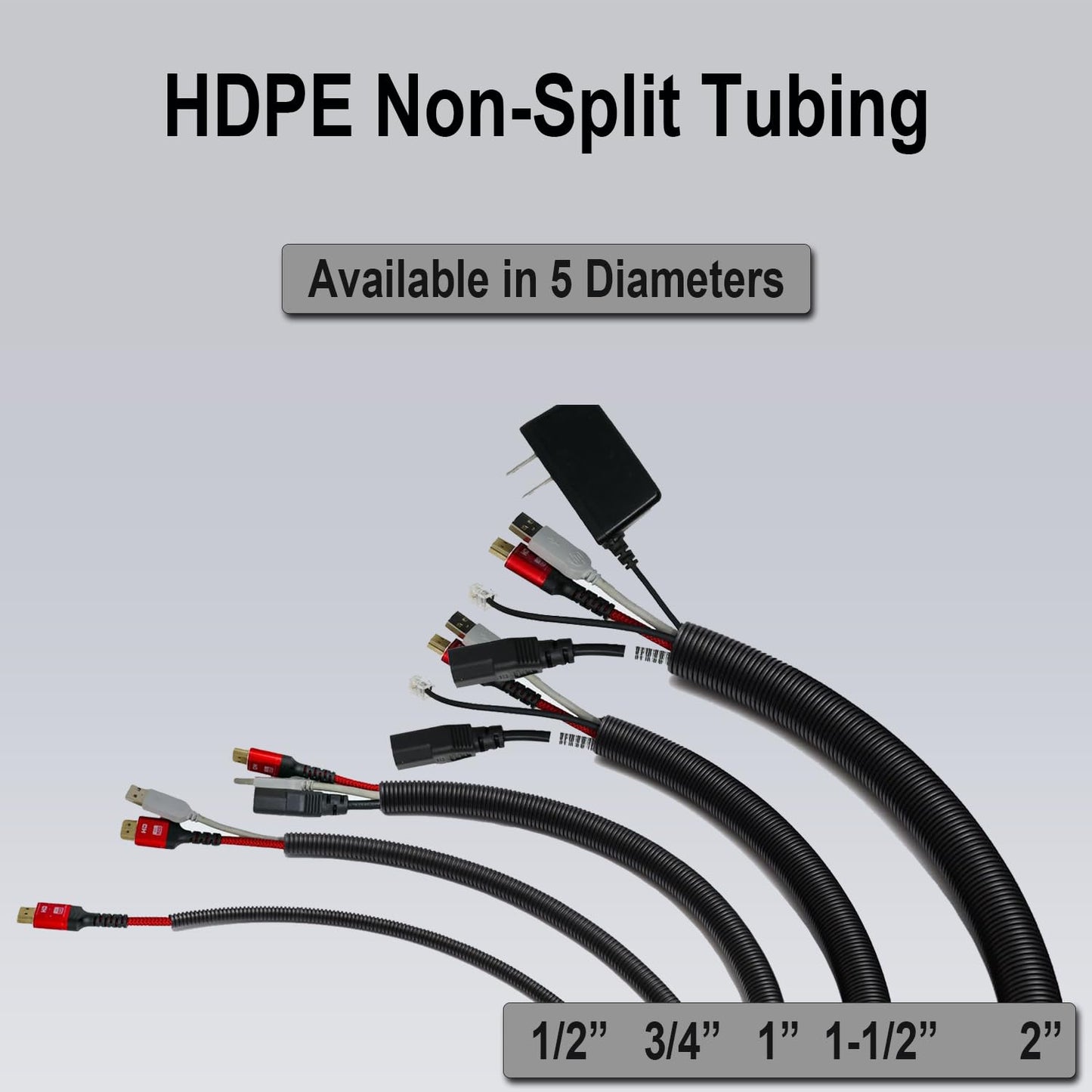 Flexible Polyethylene HDPE Non-Split Corrugated Wire Loom Tubing (Blue, 1-1/2" Dia. x 100 ft)