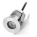 CNBRIGHTER LED In-Ground Well Light,1W,12V-24V DC, IP67 Waterproof Aluminum Buried Underground Lamps,Outdoor Landscape Lighting,Warm White 3000K
