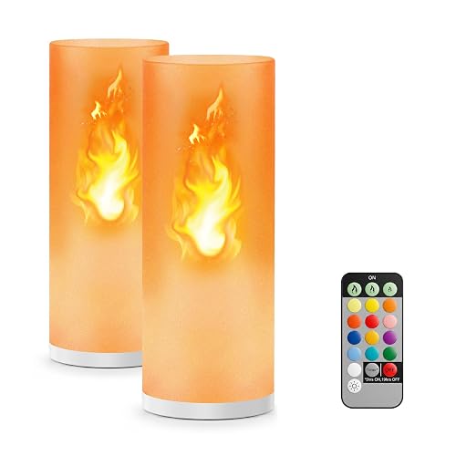 Hompavo Gen2 LED Flame Lights with Remote & Timer, 13 Color Changing Flameless Candles, 3-Mode Rechargeable Battery Operated Flickering Lights