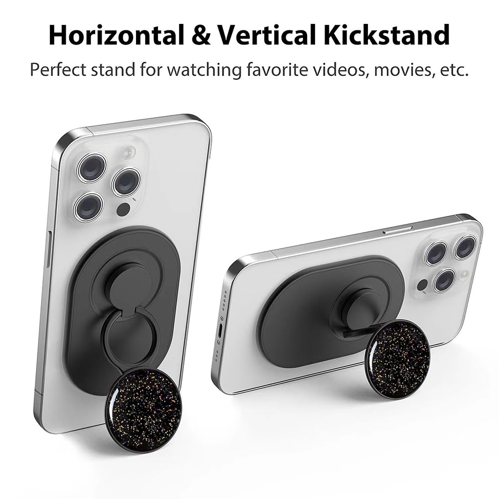 MonIdea Magnetic Phone Grip for MagSafe, Phone Ring Holder Finger Kickstand Wireless Charging Compatible, Magnet Phone Rings Gripper Stand for iPhone