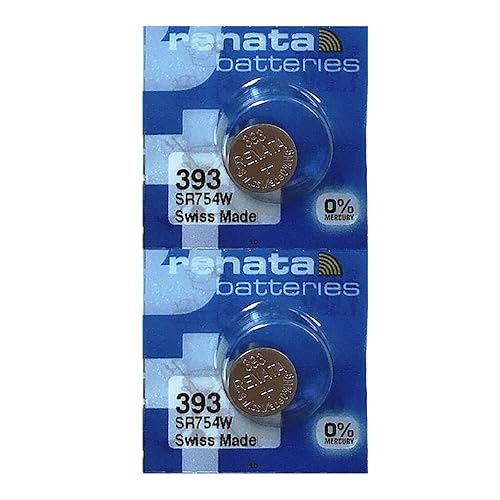 Renata 393 SR754W Batteries - 1.55V Silver Oxide 393 Watch Battery (2 Count)