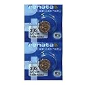 Renata 393 SR754W Batteries - 1.55V Silver Oxide 393 Watch Battery (2 Count)