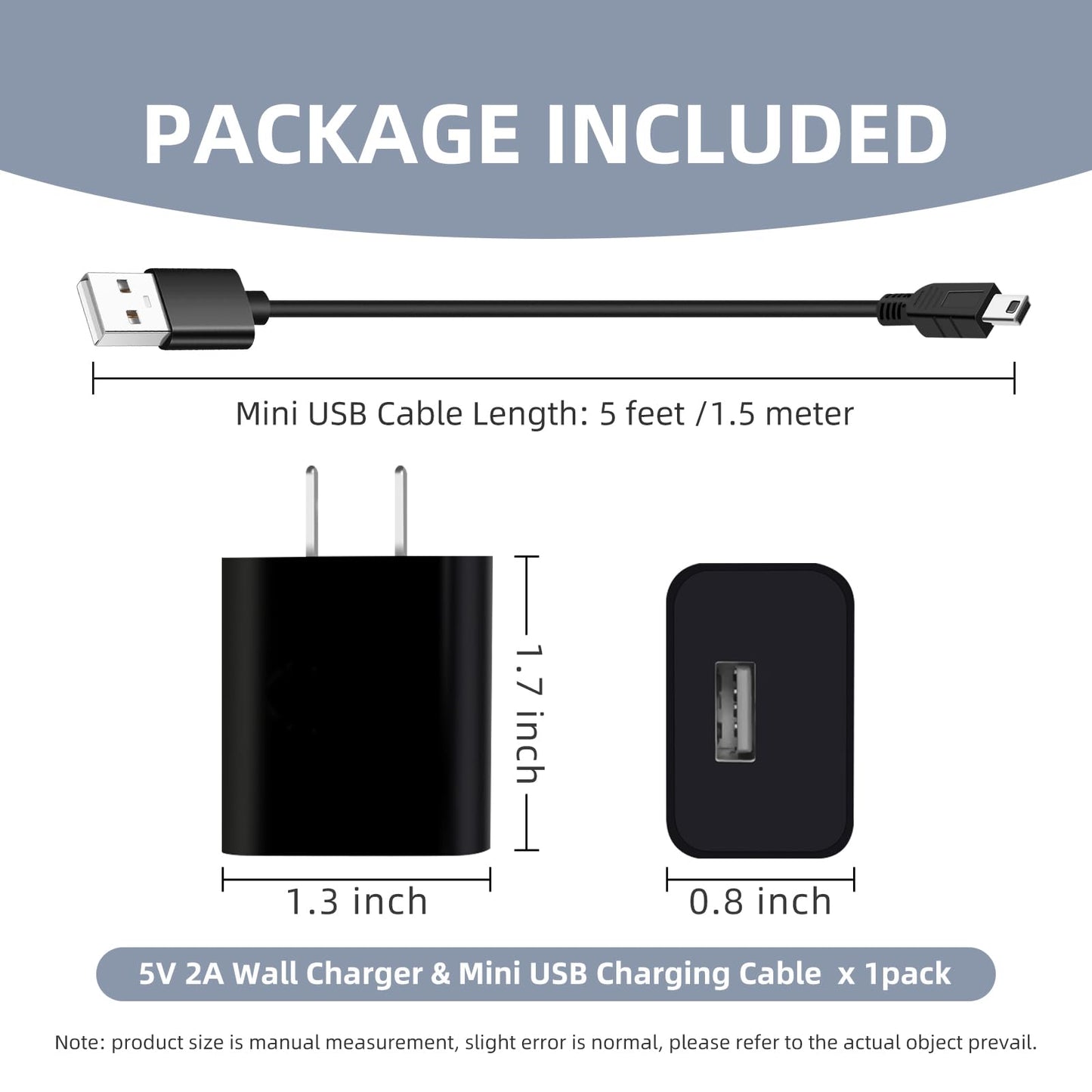 5ft Mini USB Charger Cord for Garmin Delta XC/Sport/Sport XC/Upland/Upland XC,Darklimiter Deluxe,TI-84 Plus/CE/C Silver,Blue Yeti/Pro Mic,T5,GPS Dog