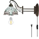 WERFACTORY Tiffany Wall Sconce Lamp Plug in Swing Arm Up Down Light