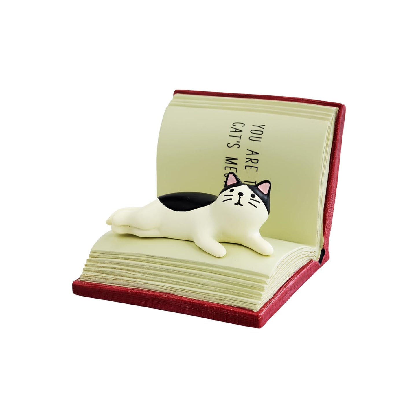 RAQWI Cat Lying on Book Phone Stand, Cute Kitten Cell Phone Holder for Desk, Creative Resin Bookish Decor for Home Office, Gift for Readers & Cat