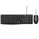 Wired Keyboard and Mouse Combo, Full-Sized Ergonomic Computer Keyboard and Optical Wired Mouse for Windows, Mac OS Desktop/Laptop/PC-Black
