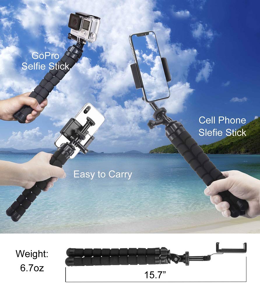 Phone Tripod, Flexible Tripod, Upgrade 4-Axis Angle Adjustment, Unique 360° Rotating Holder, Sturdy Octopus-Style Legs, and Wireless Remote Shutter