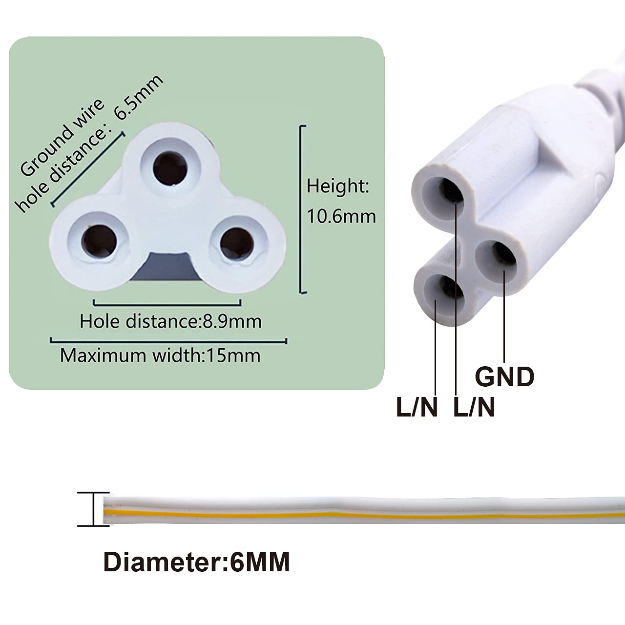 12 Pack T5 T8 LED Lamp Connecting Wire?Double End 3Pin Connector Cable 2FT Ceiling Lights Daylight LED Integrated Tube Cable?24 Inch Linkable Cords