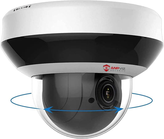 Anpviz 4MP PoE PTZ IP Camera, 4X Optical Zoom, Perimeter Protection, Human Vehicle Detection, 4MP@30fps, Dome Wired Security Camera with Audio, 330°