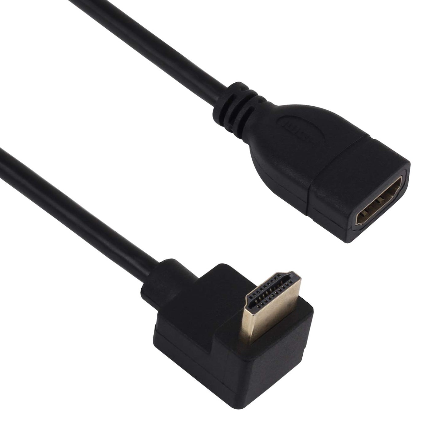 Yeworth [2 Pack 0.95FT High Speed Gold Plated HDMI Extension Adapter Cable, 90 Degree Down Angle A Male to A Female Extension Wire Cord HDMI Extender