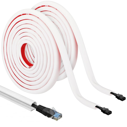 Tatuo 2 Pcs Silicone Wall Wire Hider, 10 ft Each, Self-Adhesive Flexible Cord Hider Wall, Side Open Wire Covers Cable Concealer for Mounted TV, Home