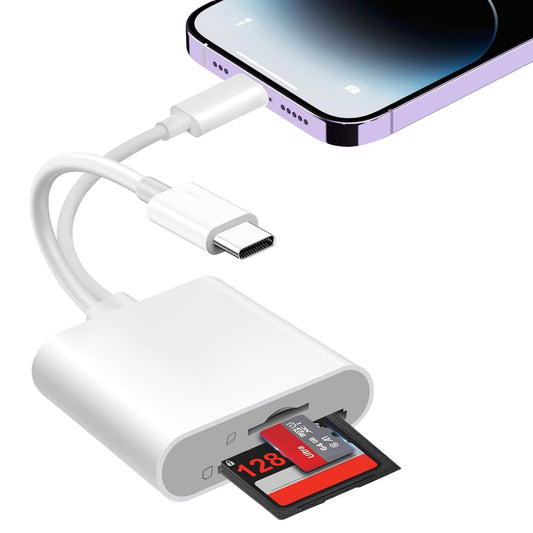 SD Card Reader for iPhone USB C, iPhone Sd Card Adapter Sd Card Reader USB C Dual Interface,USB Card Reader Computer/MacBook/Android/Usbc Laptop