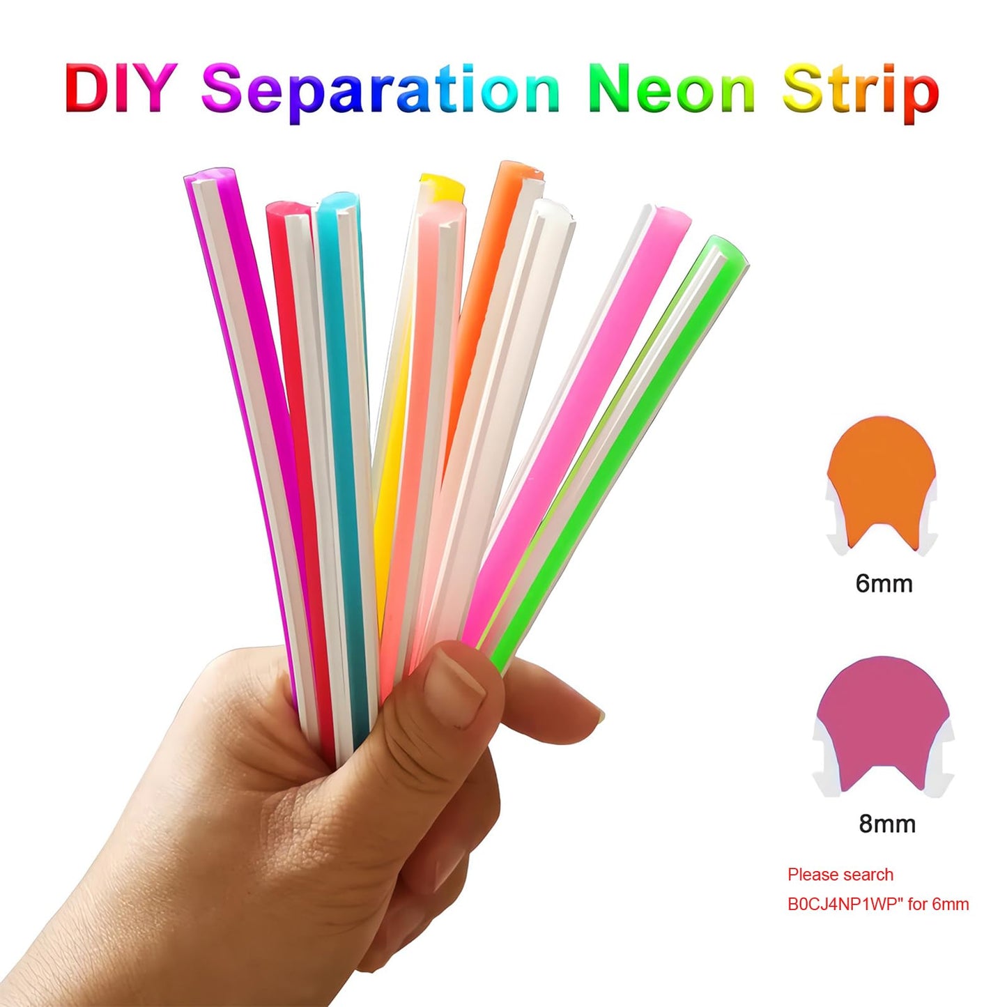 JARBIH Separated Neon Flexible LED Light Strip Cover, 16.4ft 8mm Wear Free DIY Bendable Silicone Diffuser Cover with 2 Pcs Neon Light Cutter, RGB