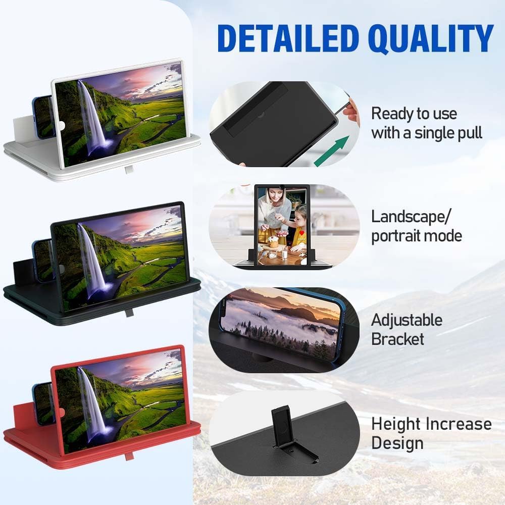 Big Screen Phone Magnifier, Foldable Phone Stand with Movie Screen Amplifier for Travel,2026 New HD Screen Expander, Portable 3D Magnifying Screen