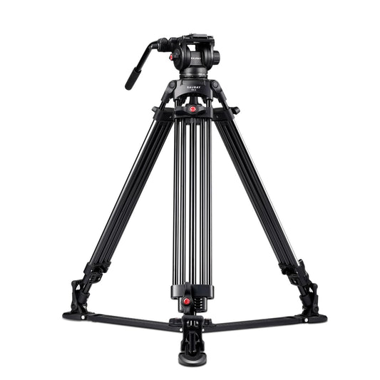 RAUBAY 69" Fluid Head Video Camera Tripod, Heavy Duty Camera Stands for Canon Nikon Sony DSLR, Camcorder, Digital Cine with Ground Spreader, Aluminium