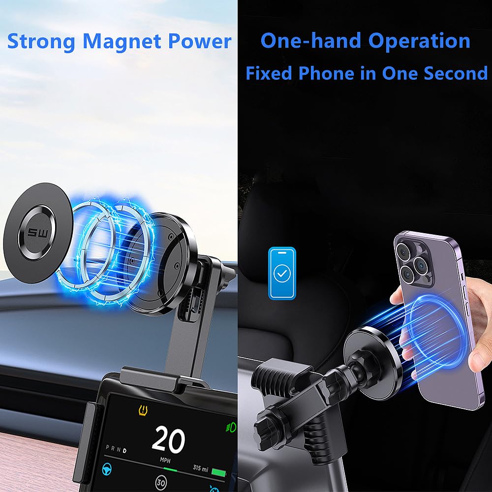 GALEFORM Magnet Phone Mount for Tesla Model 3/Y Accessories, Tesla Phone Mount for Magsafe iPhone & Android Phones, Strongest Magnetic Power