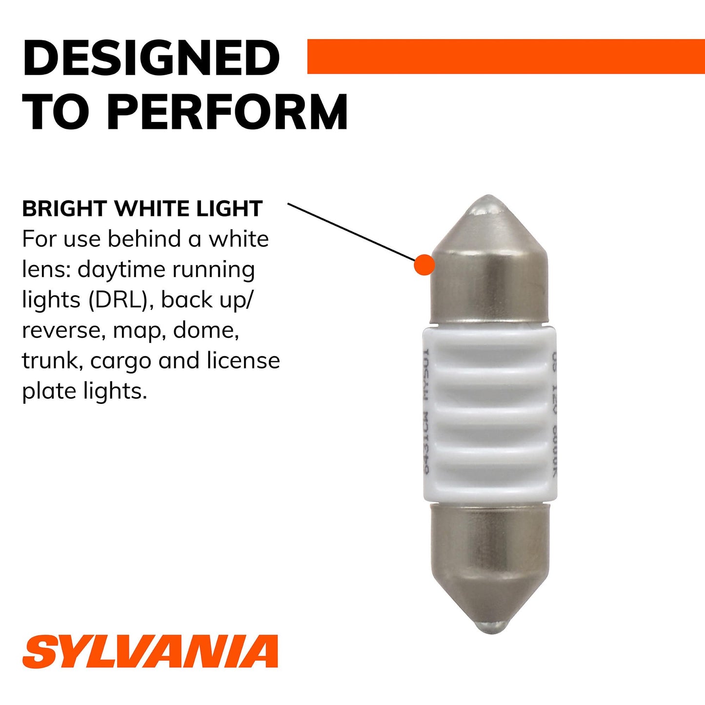 SYLVANIA DE3022 31mm Festoon LED Mini Bulb, White, 1 Bulb, Interior