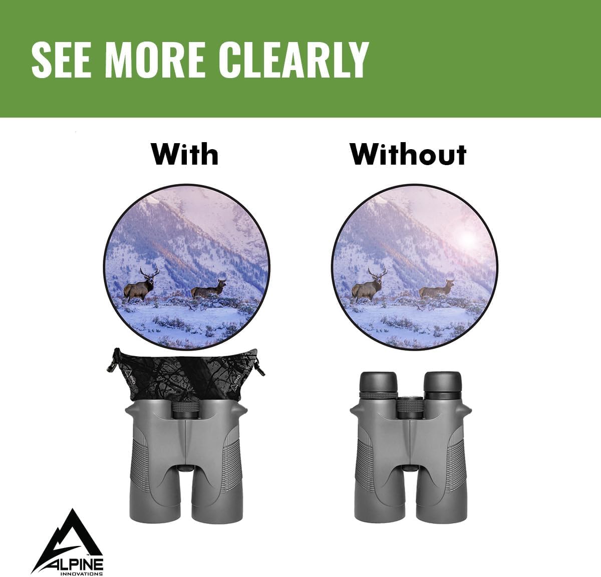 Slicker Bino Bandit - Blocks Glare, Improves Visual Acuity and Reduces Eye Fatigue. FITS All Binoculars, Stealth Tan