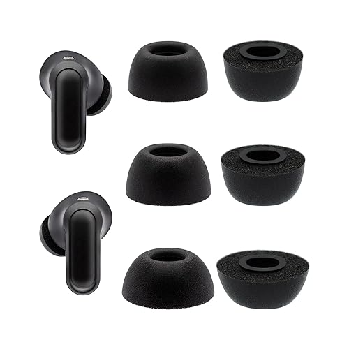 Klowcok Replacement Foam Ear Tips for TOZO NC20 / NC20 Pro Earbuds, Memory Foam Tips Compatible with TOZO NC3 Earbuds, 3 Pairs (S/M/L) Black