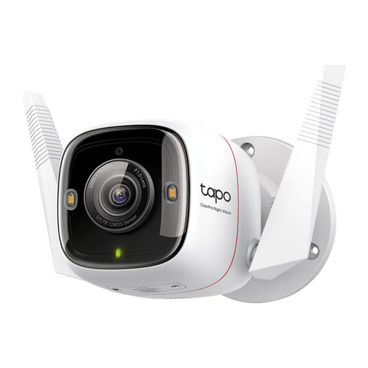 Tapo ColorPro Wi-Fi Outdoor Camera | Plug-in | Daylight Clarity at Night | 2K QHD | Person/Pet/Vehicle Detection | Local/Cloud Storage | 127° FOV |