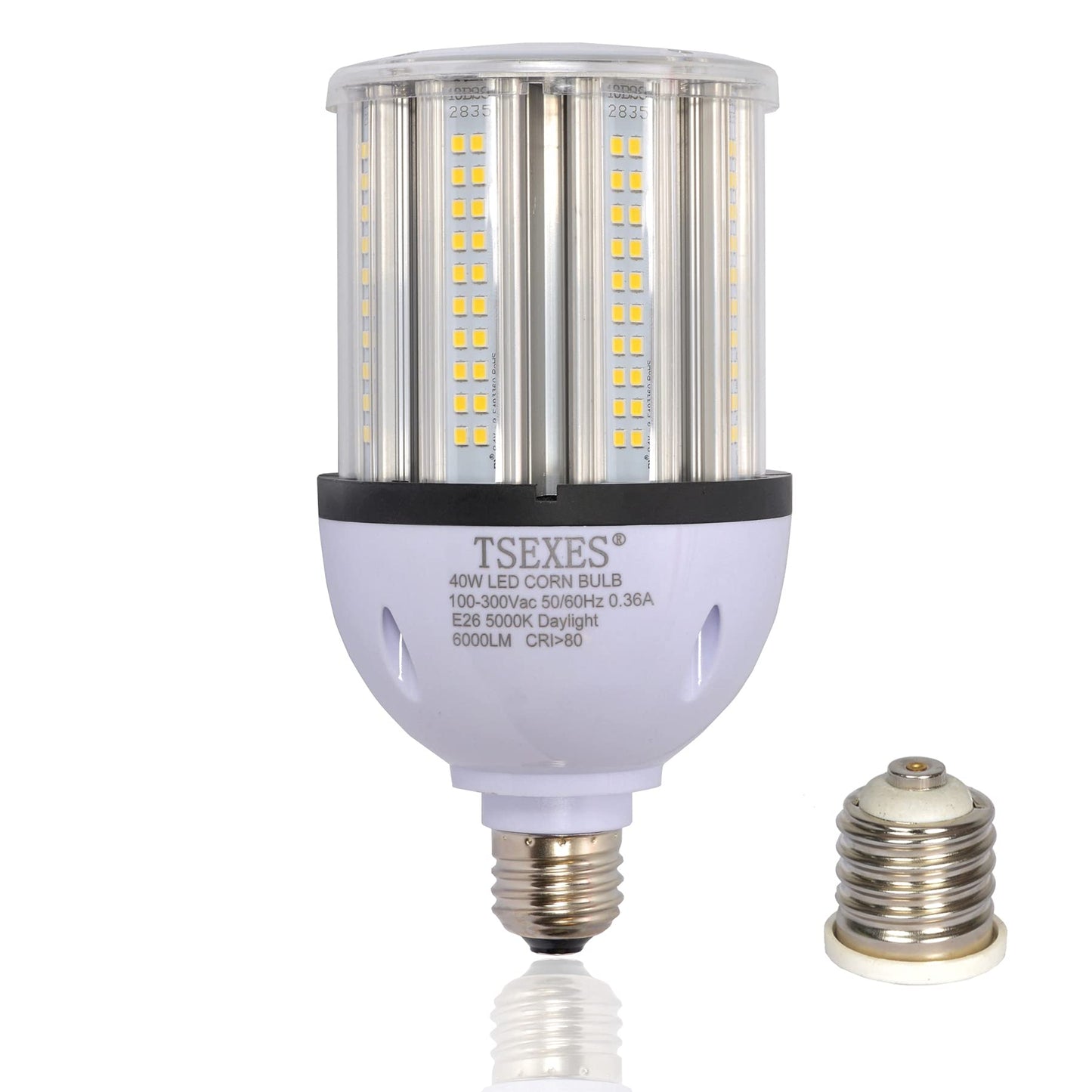 TSEXES 40W LED Bulbs 6000Lumen E26 Medium Base LED Corn Light Bulb 5000K Daylight,Equivalent 175W to 250W Metal Halide Bulb HID HPS Bulb for Indoor