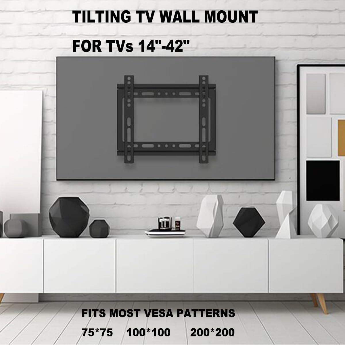 Wall Mount TV Monitor Bracket with Tilts and Extends for Most 14-42 Inch LED LCD OLED Screens,75 100 200 VESA Compatible,Max 40lb Capacity (14"-42")