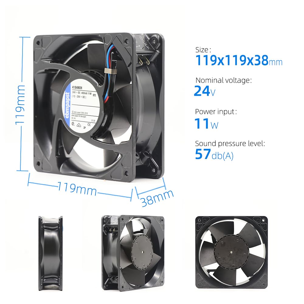 for ebmpapst Fan 4184NXH DC 24V 11W 0.46A 12038 120 * 120 * 38mm Ball Bearing Micro Cabinet Inverter Axial Flow Cooling Fan for Chassis Cabinet