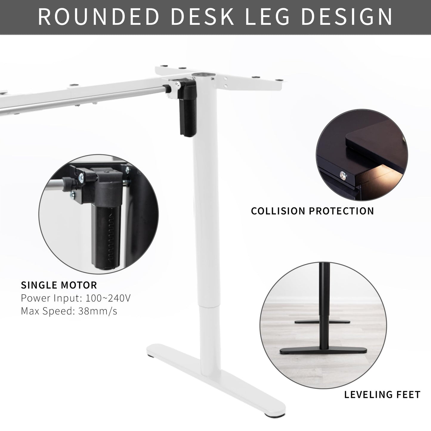 VIVO Electric Single Motor Standing Desk Frame for 41 to 74 in Table Tops, Memory Height Adjustment, Frame Only, White, DESK-E151EW