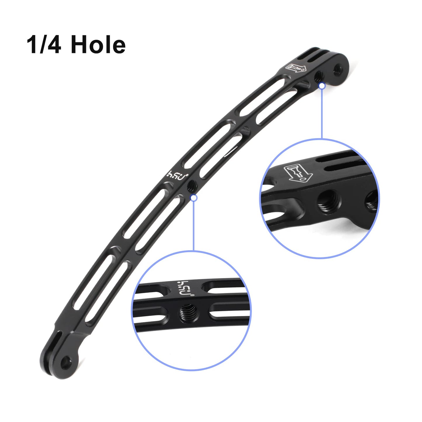 HSU Aluminum Alloy Curved Extension Arm Kit Metal Pole Mount Helmet Stick Extension Arm Mount for GoPro Hero 13/12/11/10/9/8/7/6 Black, DJI Osmo