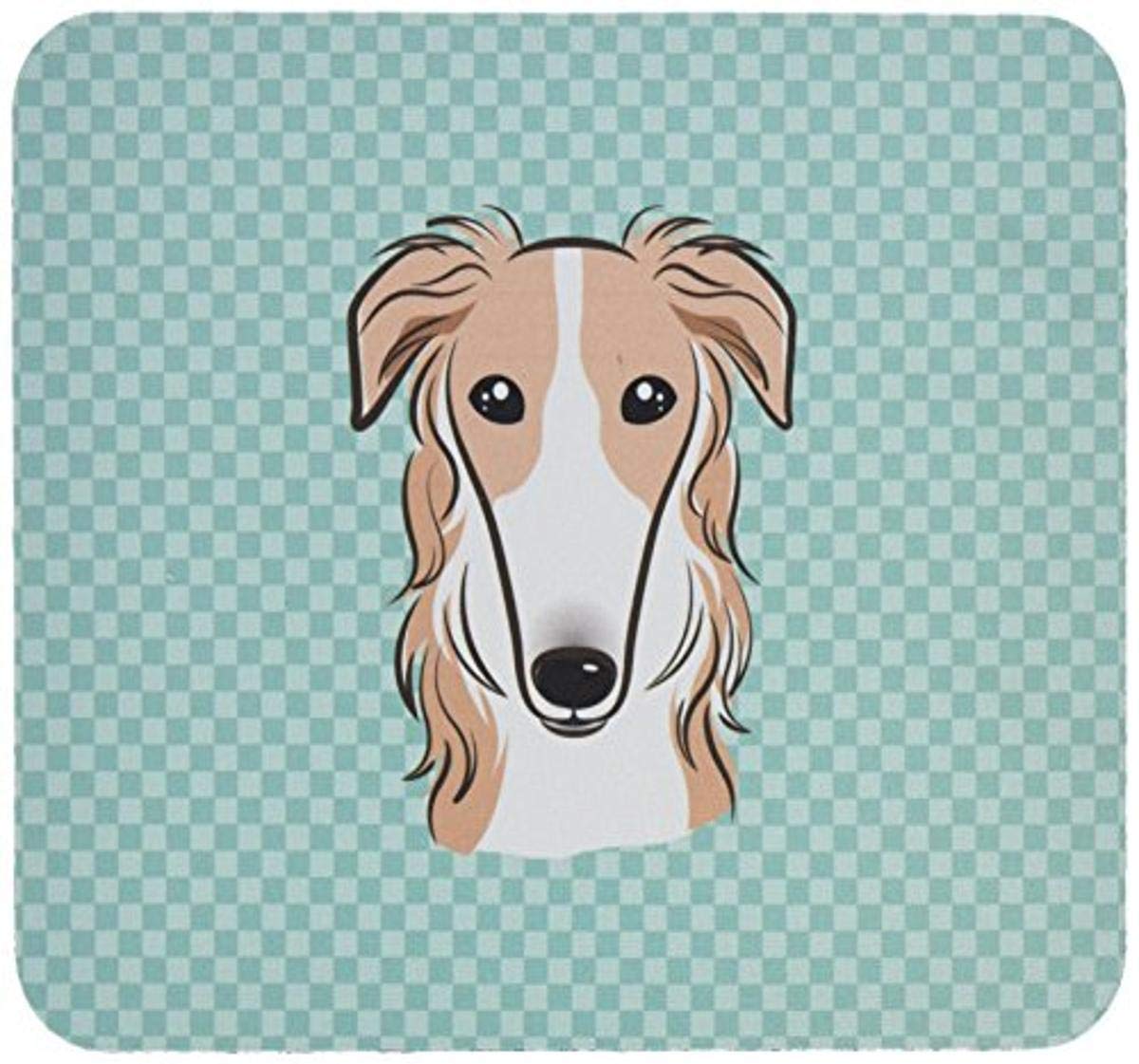 Caroline's Treasures BB1166MP Checkerboard Blue Borzoi Mouse Pad, Hot Pad or Trivet for Home Office Gaming Working Computers Laptop Mouse Mat,Washable
