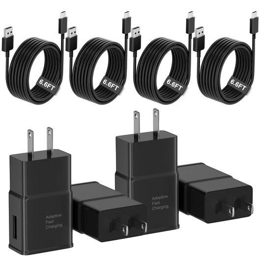 Samsung Type C Charger Fast Charging, 4 Pack USB C Android Phone Wall Charger & 6.6ft Charge Cord for Samsung Galaxy S26/S26