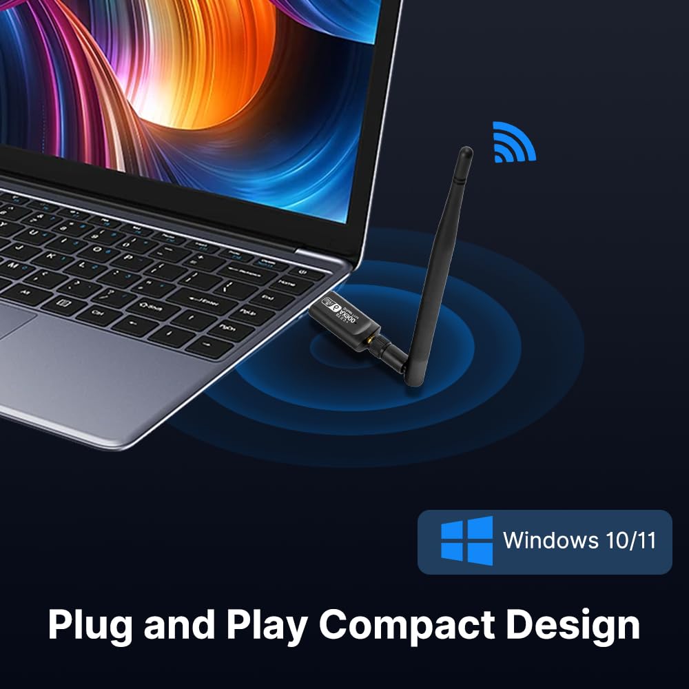 AX900 USB WiFi 6 Network Adapter Free Driver BT5.3 WiFi Dongle Dual Band 900Mbps High Gain Antenna Network Card Wireless Receiver for Windows10/11