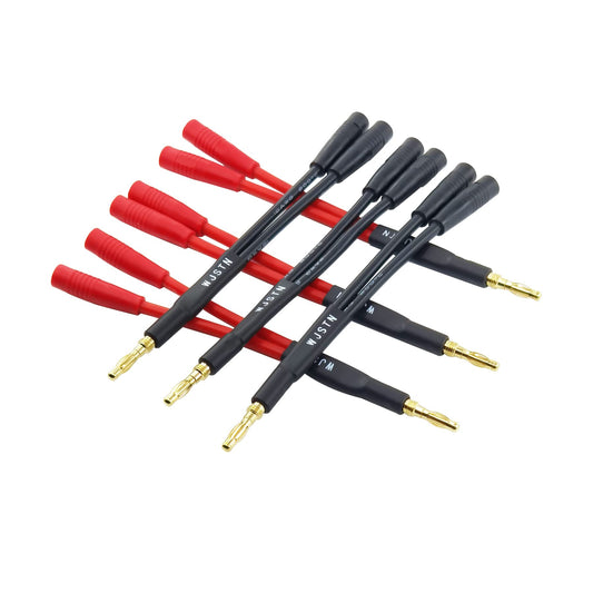 WJSTN Banana Plug to 2-Female 4mm Banana Jack Socket Plug Adapter,3 inches Banana Plug Splitter?1 Male to 2 Female (6-Pack)