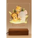 Personalized Led Night Light Name for Kids, Custom Cute Forest Animals with Wooden Base Bedroom Decor, Personalized Baby Gifts for Girls Boys Nursery