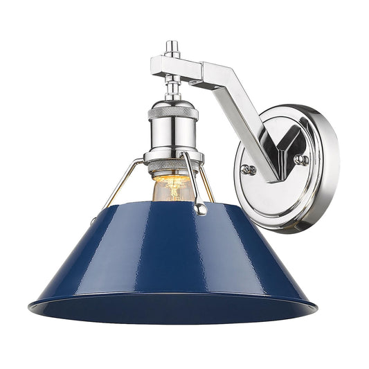 Golden Lighting 3306-1W CH-NVY Orwell Wall Sconce, Chrome with Navy Blue Shade