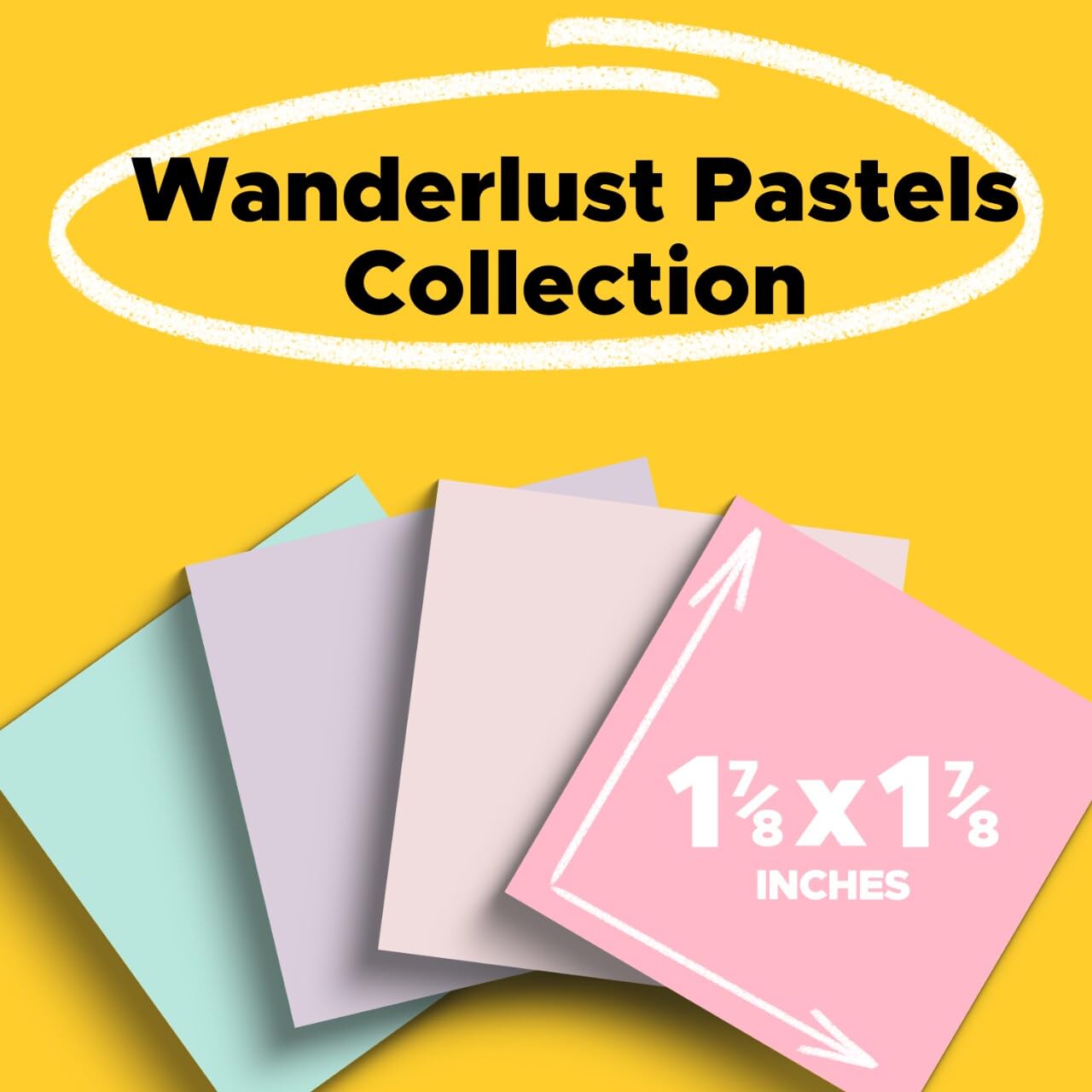 Post-it Recycled Super Sticky Pop-up Notes, 1 7/8" x 1 7/8", Wanderlust Pastels Collection, 70 Sheet/Pad, 18 Pads/Pack