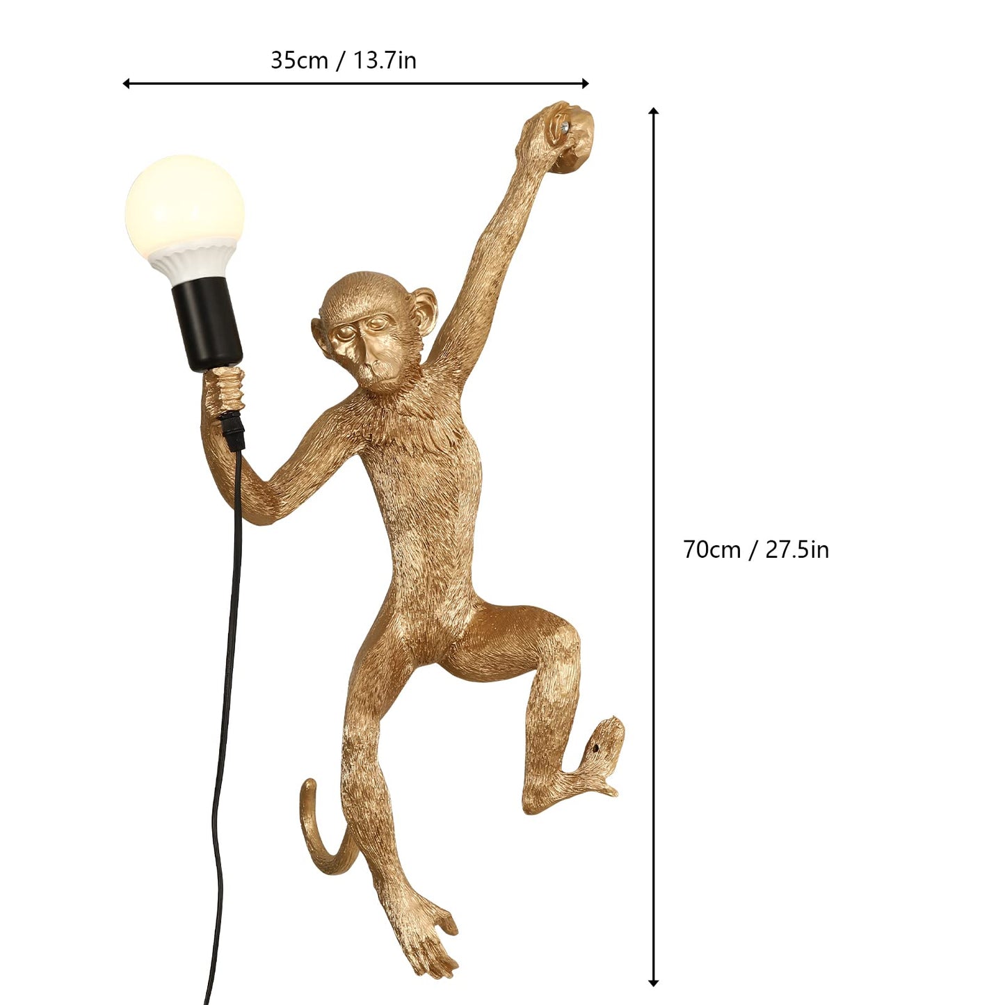 TBVECHI Monkey Wall Lamp Vintage Resin Monkey Light Resin Art Wall Sconce Creative Animal Wall Light Modern Wall Lighting Fixture Bedroom Living Room