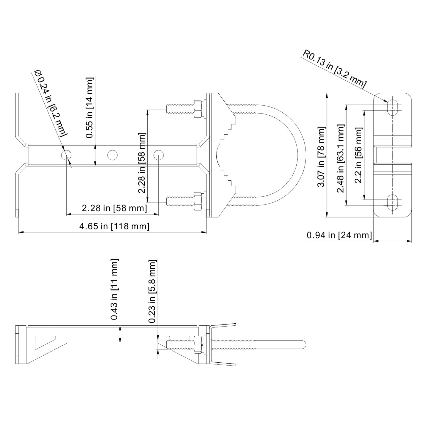 Aimeboost 2 PCS Stainless Steel Antenna Mount Wall Mount Antenna Mast Clamp V Jaw Bracket Accessories Kit [ Without The Pole ] for TV CB Ham Outside
