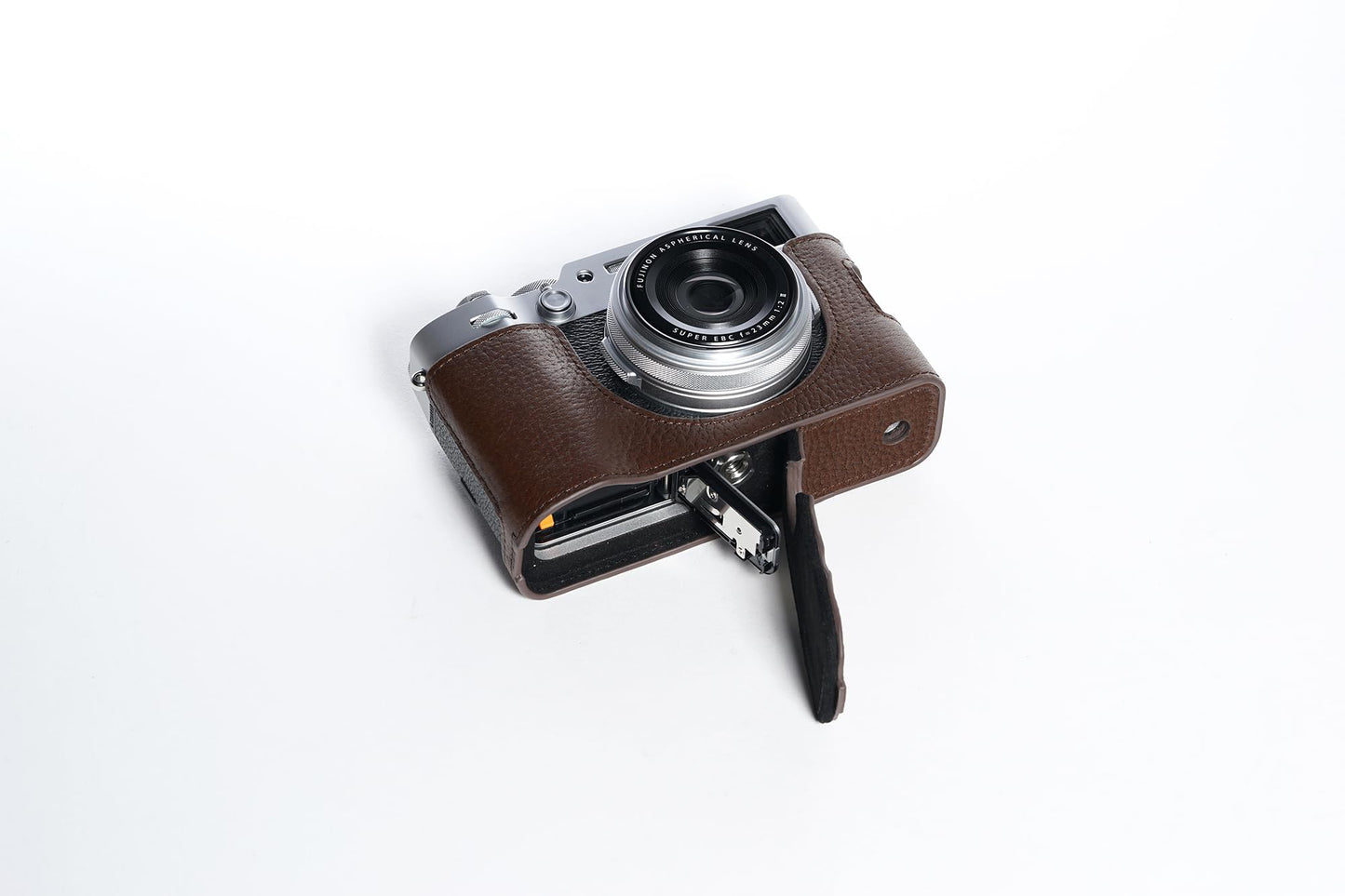 X100VI Camera Case, BMAOLLONGB Handmade Genuine Real Leather Half Camera Case Bag Cover for Fujifilm Fuji X100VI Camera Bottom Opening Version + Hand