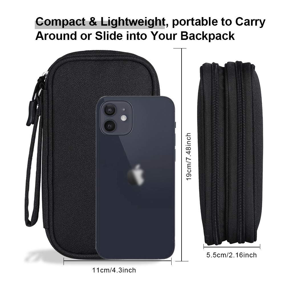 DDgro Electronics Travel Organizer, Tech Accessories Pouch Bag for Cables/Charger & Cords (Small, Black)