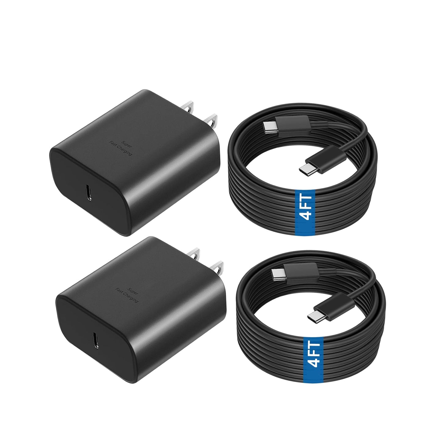 2-Pack Super Fast Charger Type C,Wall Charger 45 Watt USB c with 4FT Type C Charging Cable for Samsung Galaxy S25 Ultra/S24 Ultra/S24+/S23