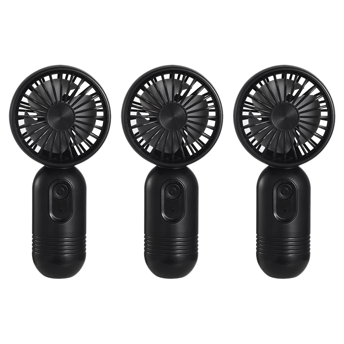 VanSmaGo Portable Mini 3-pack Handheld Personal Small Fan with 3-speed for Travel, USB Rechargeable Battery Operated Eyelash Fan, Black