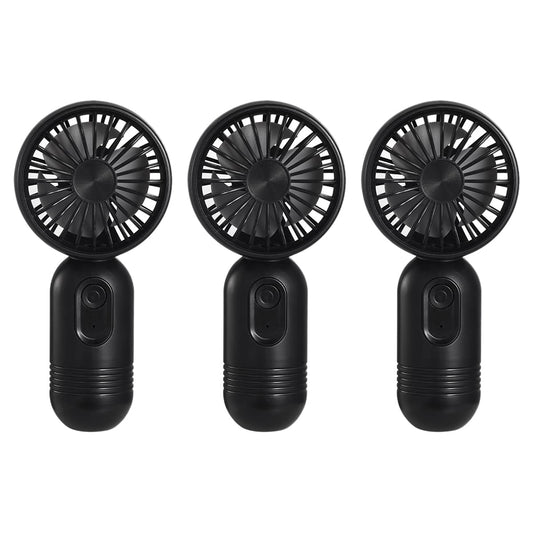 VanSmaGo Portable Mini 3-pack Handheld Personal Small Fan with 3-speed for Travel, USB Rechargeable Battery Operated Eyelash Fan, Black