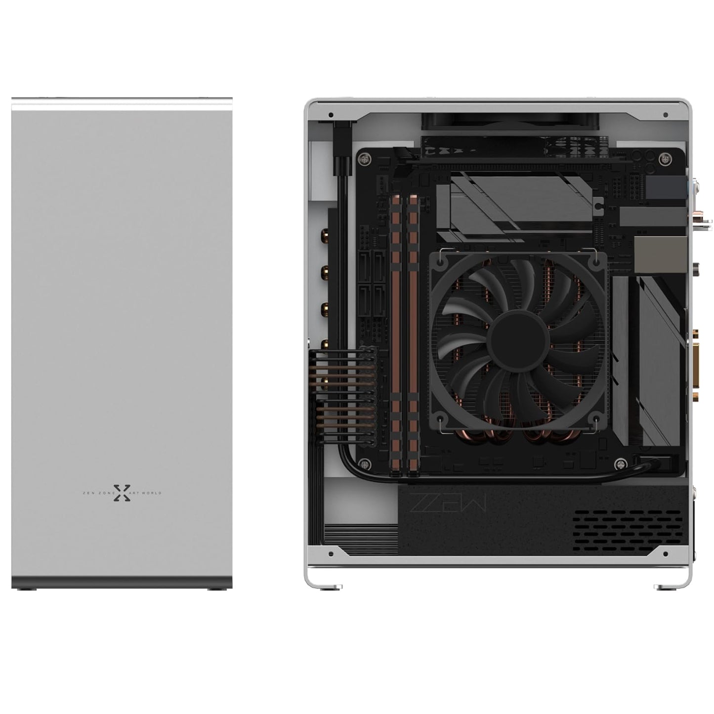ZZEW A1P Mini-ITX Case, Micro ITX PC Case, Mini Computer Case in Black Color, Full Aluminum Small Gaming Case with 3.0 Dual Reverse PCI Riser Cable