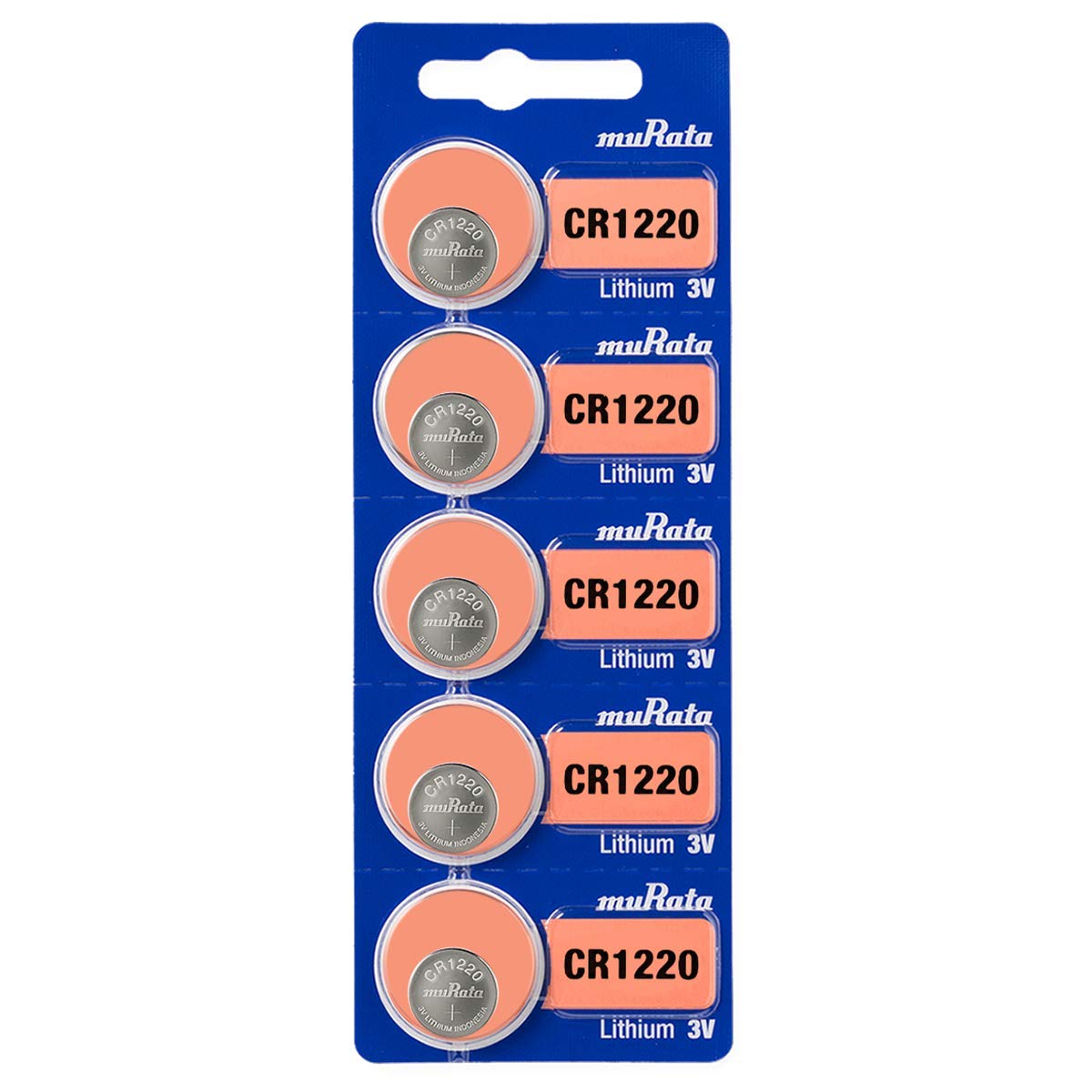 Murata CR1220 Battery DL1220 ECR1220 3V Lithium Coin Cell (5 Batteries)