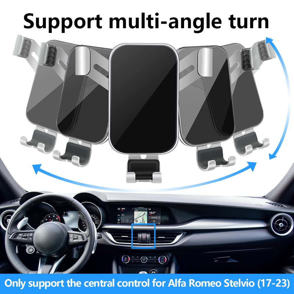 LUNQIN Car Phone Holder for Alfa Romeo Stelvio 2018 2019 2020 2021 2022 2023 2024 2025 2026 Auto Interior Accessories Best Cell Phones Mount Cellphone