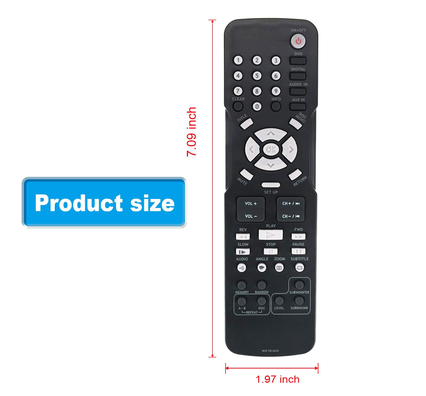 AULCMEET RCR192AA10 RCR 192 AA10 Replaced Remote Control Compatible with RCA Home Theater DVD RTD3131 RTD3133 RTD3136 RTD3236 RTD3236E RTD3236EH
