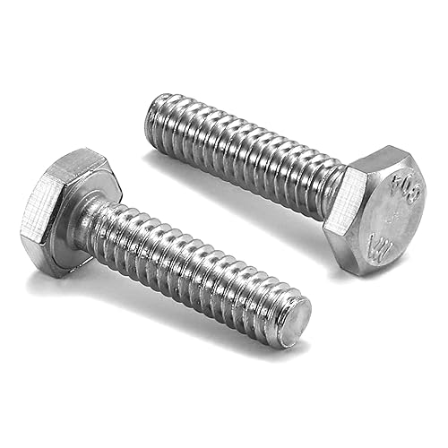 3/8-16 x 1 Hex Head Screw Bolt, 20Pcs 18-8 (304) Stainless Steel, Fully Threaded, Plain Finish, by SG TZH