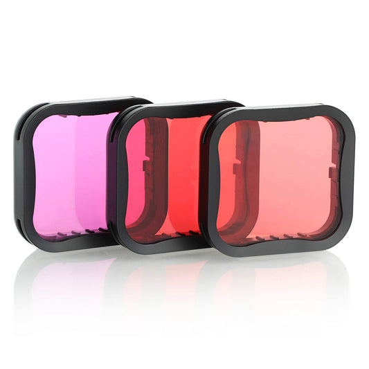 SOONSUN 3 Pack Dive Filter for GoPro Hero 5 6 7 Black Super Suit Dive Housing - Red,Light Red and Magenta Filter - Enhances Colors for Various