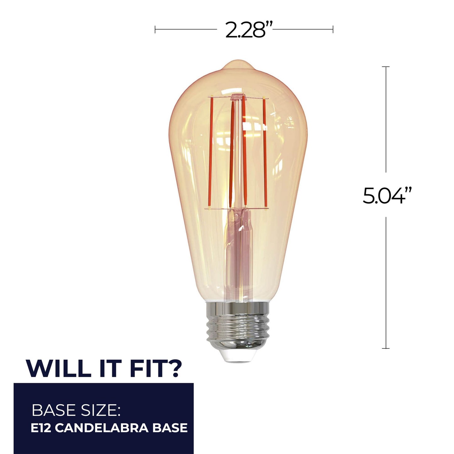 Bulbrite 776801-5W LED ST18, 2200K Filament Nostalgic Fully Compatible Dimming Light Bulb (4 Pack)